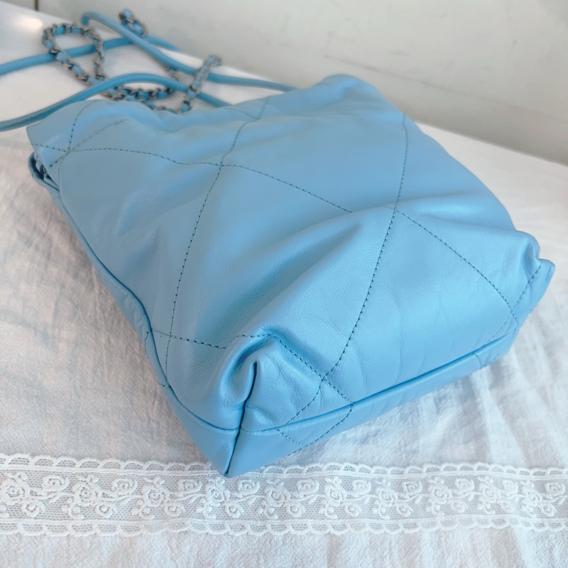 ෆ Chanel 22bag mini垃圾袋 奶油藍-16