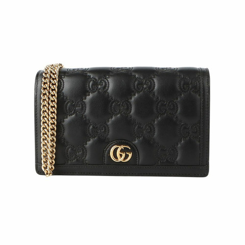 GUCCI 723787 GG 馬特拉塞凸紋鏈條皮夾 WOC 斜背包