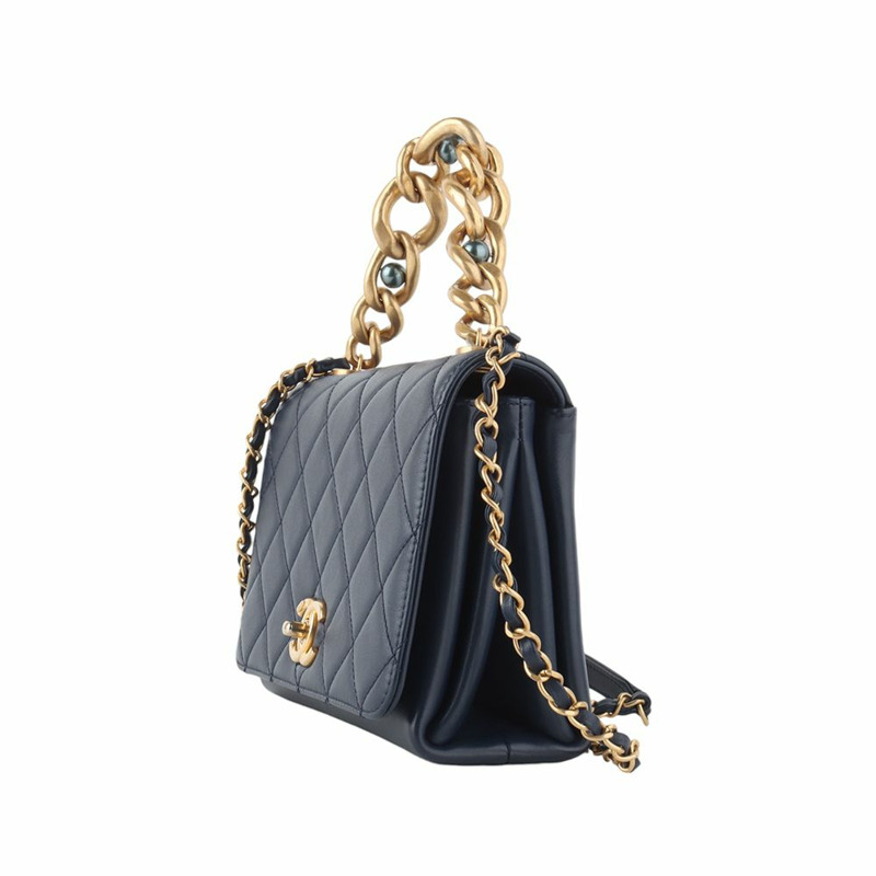 【包稅】CHANEL AS2639 三顆珍珠鏈條旋扣翻蓋單肩包-1