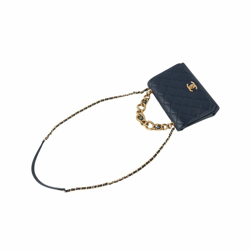 【包稅】CHANEL AS2639 三顆珍珠鏈條旋扣翻蓋單肩包-3