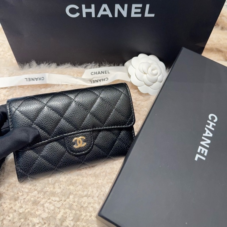 CHANEL荔枝金釦三折中夾 （全新閑置品）-4