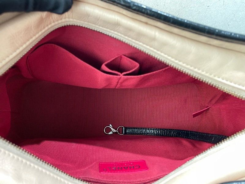 Chanel 香奈兒 流浪 中號 米色拼黑色-18