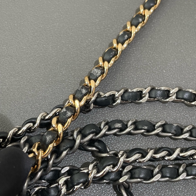 Chanel 香奈兒 流浪 中號 米色拼黑色-27