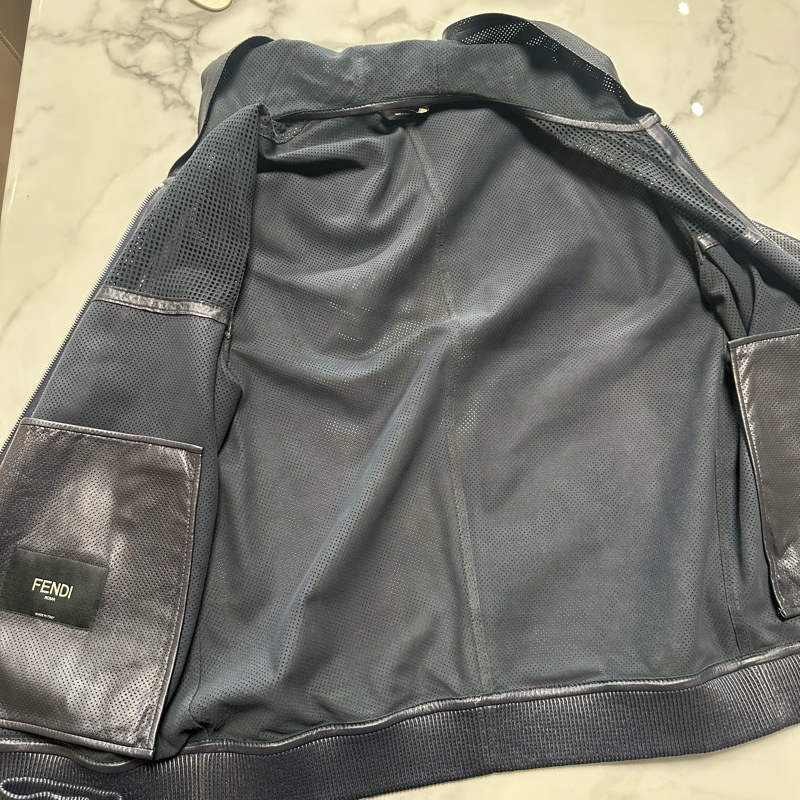 Fendi芬迪透气帽衫皮衣外套-4