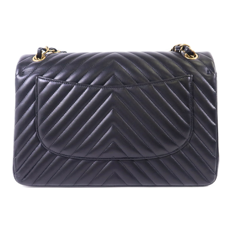 CHANEL 羊皮皮革Classic Jumbo金扣鏈帶手挽肩背兩用袋-1