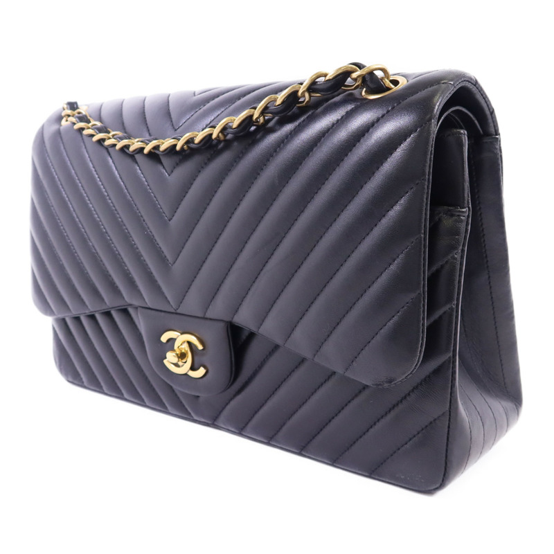 CHANEL 羊皮皮革Classic Jumbo金扣鏈帶手挽肩背兩用袋-2