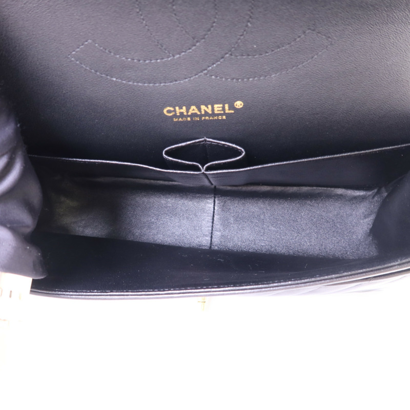 CHANEL 羊皮皮革Classic Jumbo金扣鏈帶手挽肩背兩用袋-6