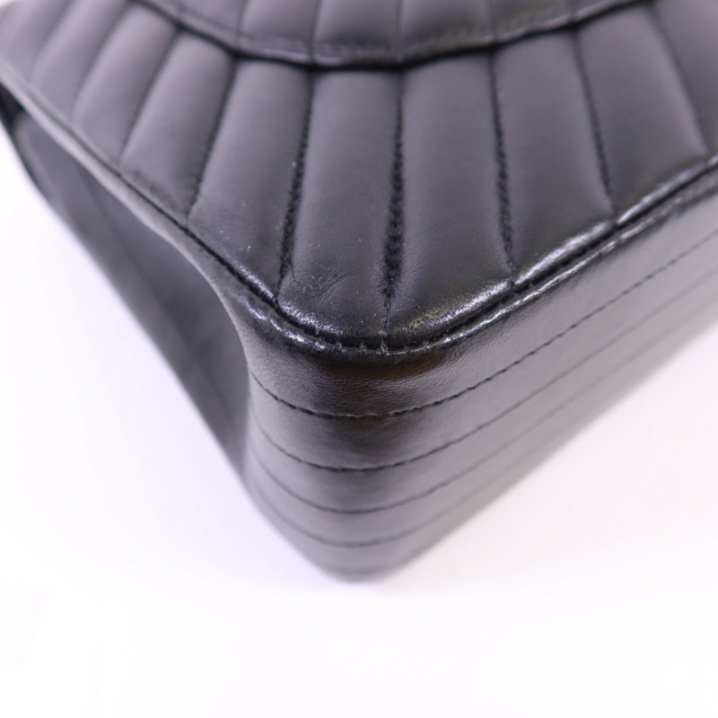 CHANEL 羊皮皮革Classic Jumbo金扣鏈帶手挽肩背兩用袋-13