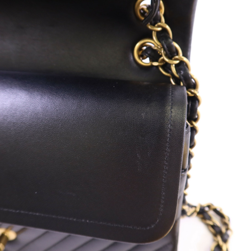 CHANEL 羊皮皮革Classic Jumbo金扣鏈帶手挽肩背兩用袋-16