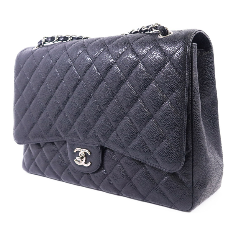 CHANEL 牛皮皮革Classic Maxi銀扣鏈帶肩背袋-2