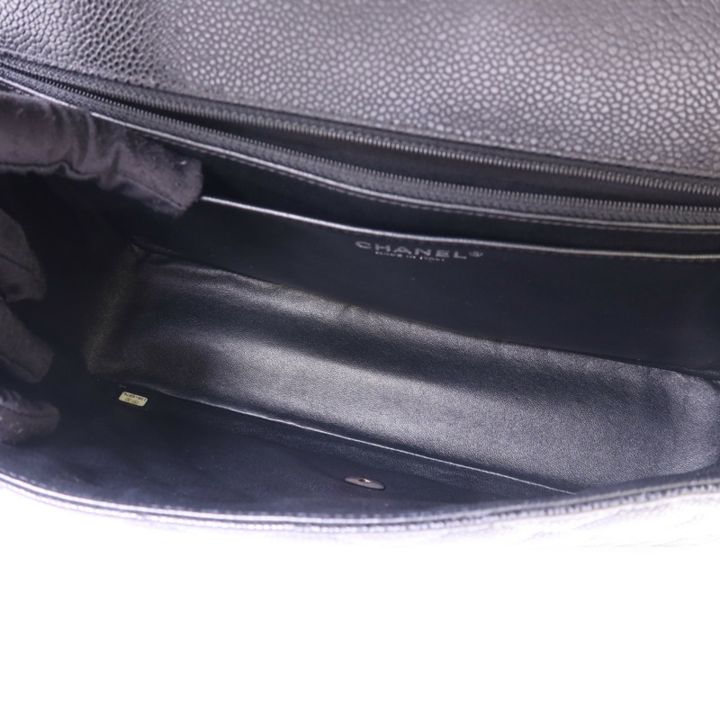 CHANEL 牛皮皮革Classic Maxi銀扣鏈帶肩背袋-6