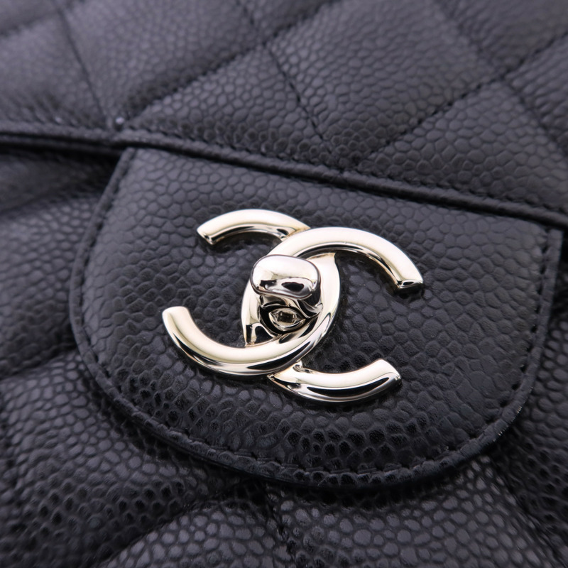 CHANEL 牛皮皮革Classic Maxi銀扣鏈帶肩背袋-11