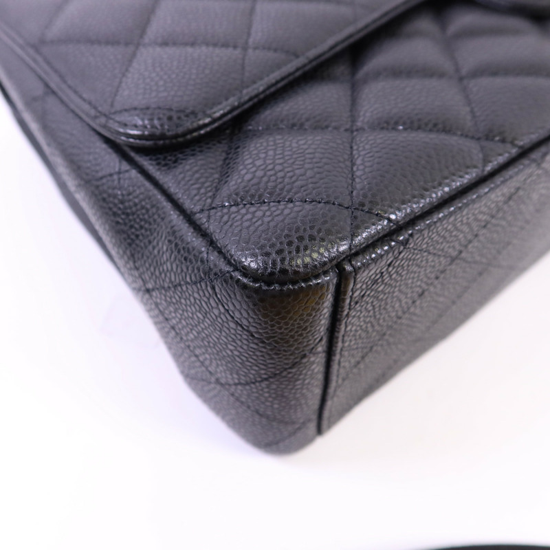 CHANEL 牛皮皮革Classic Maxi銀扣鏈帶肩背袋-13