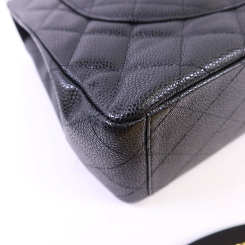 CHANEL 牛皮皮革Classic Maxi銀扣鏈帶肩背袋-15