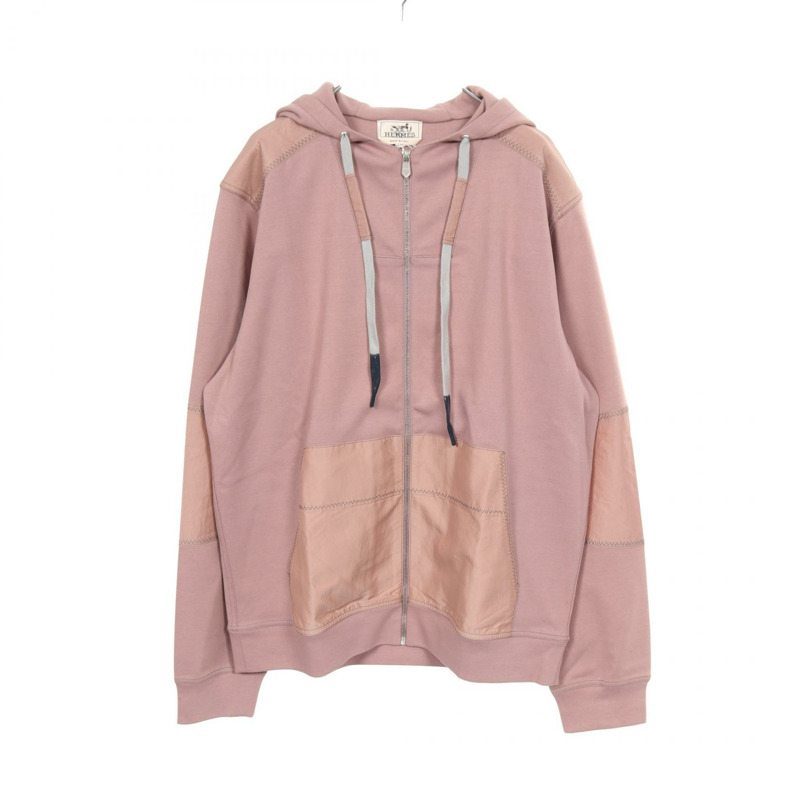 愛馬仕 Voile H 連帽衛衣 #M 純棉粉紅二手男款-0