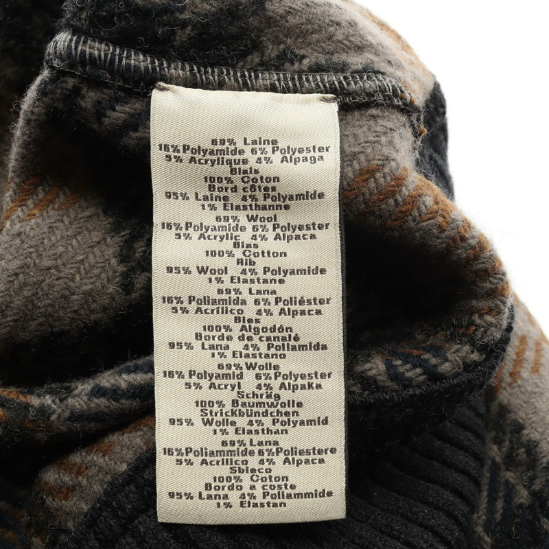 愛馬仕男士格紋針織衫，#M 格紋羊毛聚酯混紡，灰色多色，二手。-3