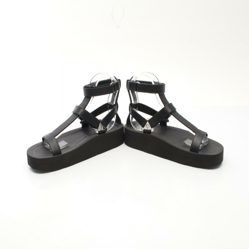 愛馬仕 Enid 女士涼鞋，尺寸 39.5，黑色真皮，二手女款-2