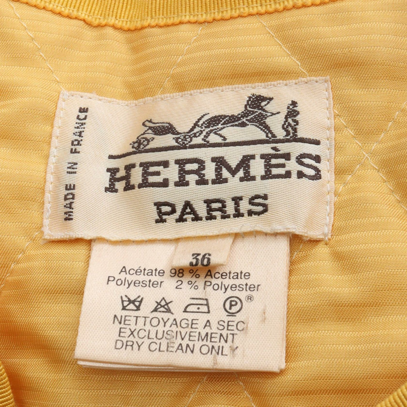 愛馬仕絎縫短版夾克 #36 醋酸纖維 白色 黃色 二手 女款-2