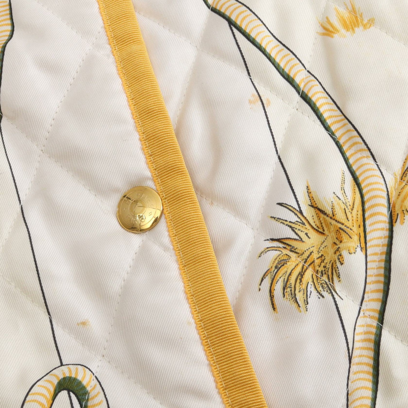 愛馬仕絎縫短版夾克 #36 醋酸纖維 白色 黃色 二手 女款-8