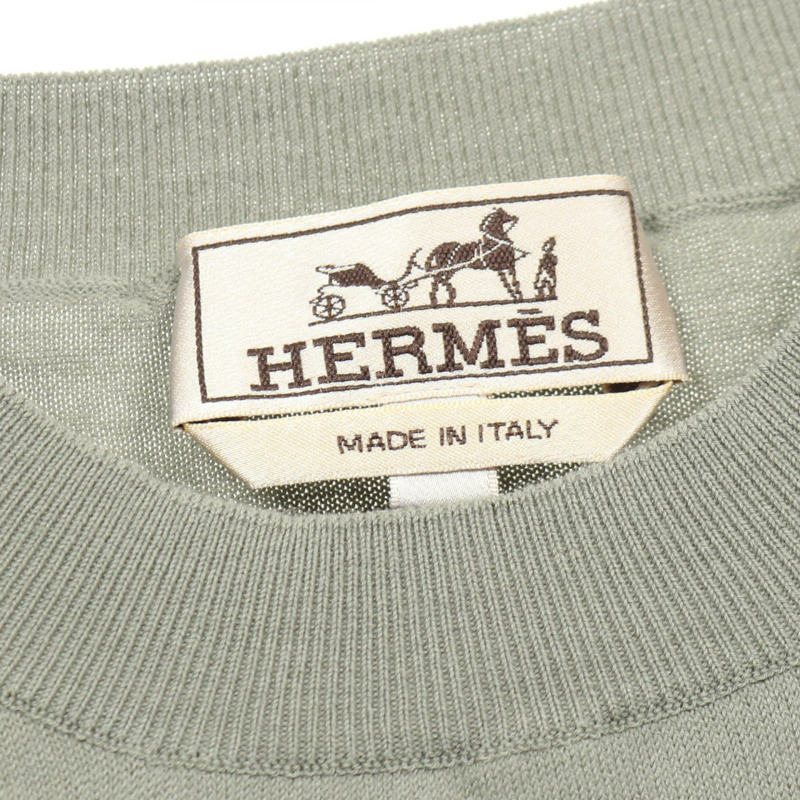 愛馬仕 Selles en Fragments 針織衫 #S 半袖棉綠色二手男士-2