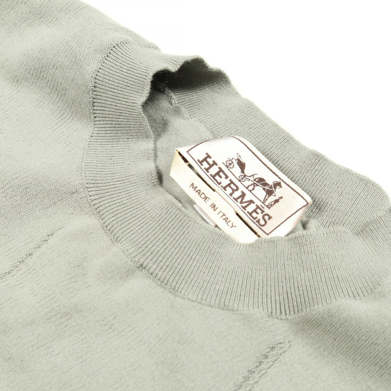 愛馬仕 Selles en Fragments 針織衫 #S 半袖棉綠色二手男士-4