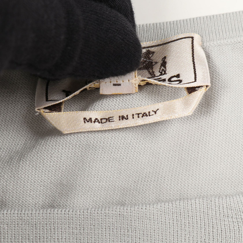 愛馬仕亨利領針織毛衣 #S 羊毛絲灰色二手男款-3