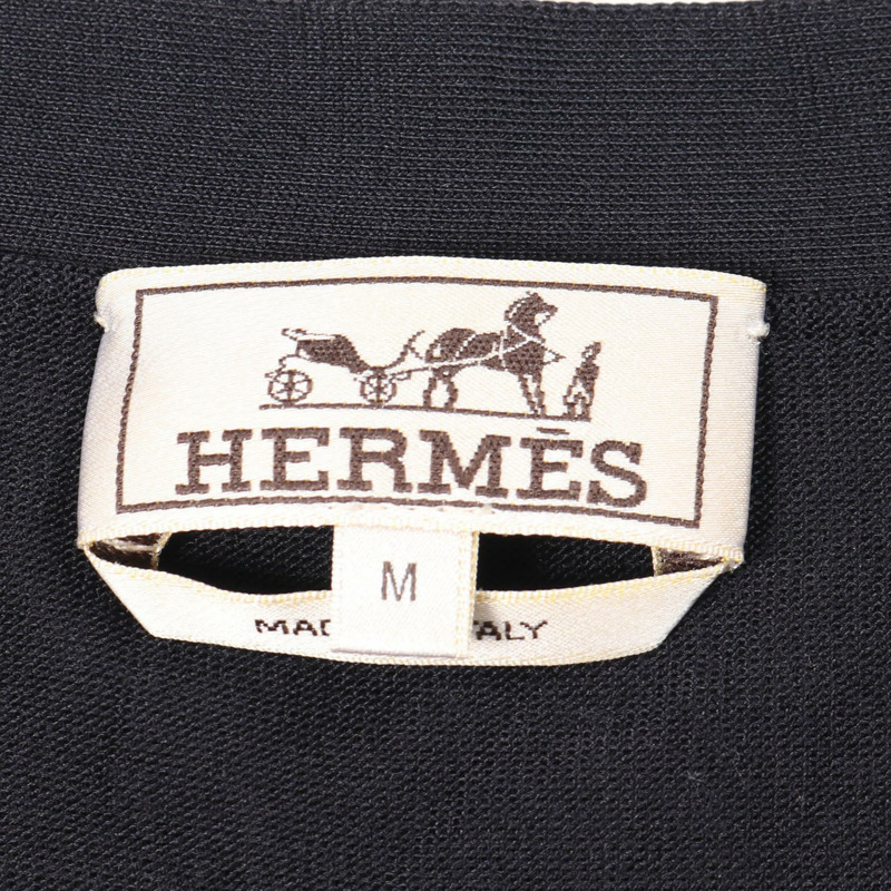 愛馬仕男士真絲開襟針織衫 #M 藏藍色 二手-2