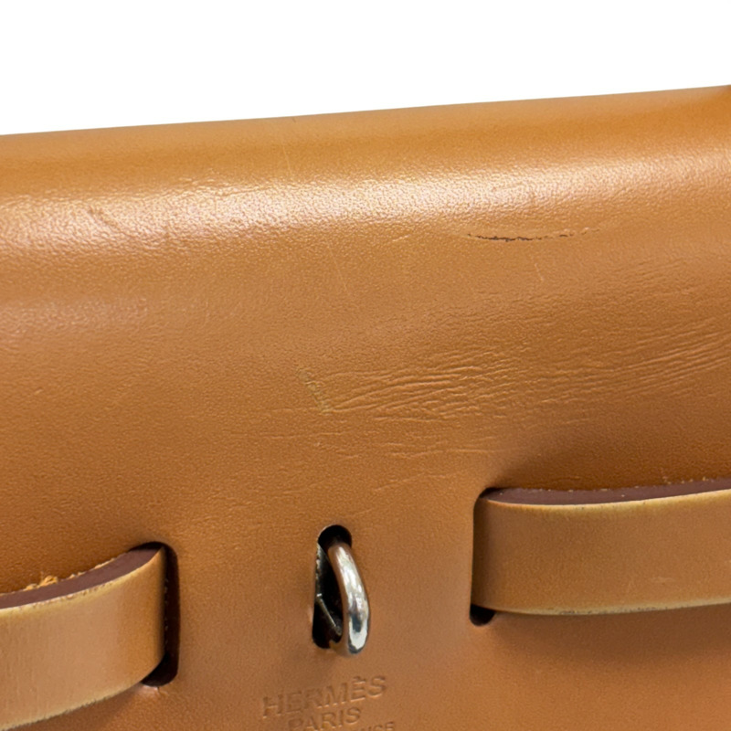 棕色 帆布 牛皮 Toile Vache hunter HerBag 31 【HERMES 愛馬仕】-8