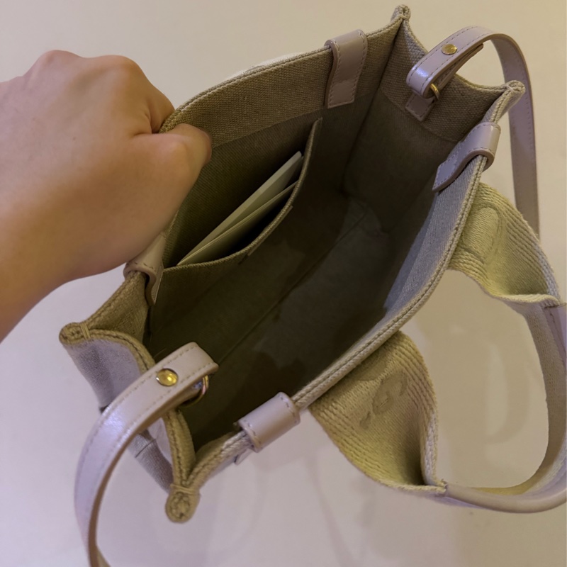 chloe woody tote bag 小號帆布包 帆布托特包 粉色刺繡款-9