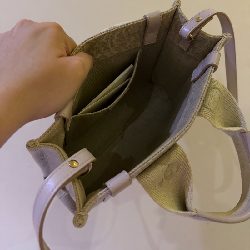 chloe woody tote bag 小號帆布包 帆布托特包 粉色刺繡款-10