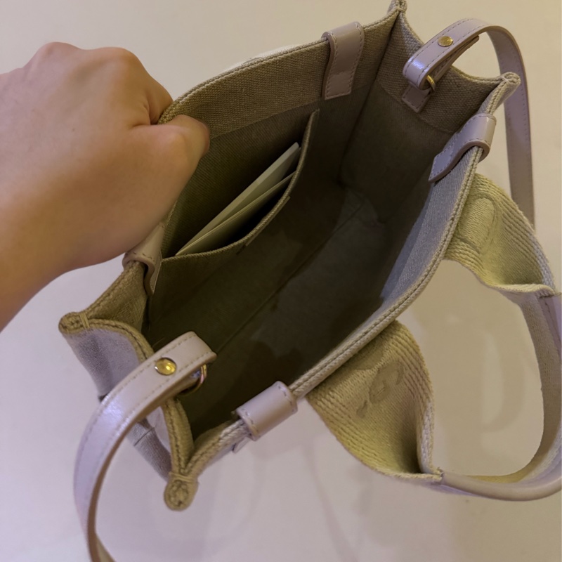 chloe woody tote bag 小號帆布包 帆布托特包 粉色刺繡款-11