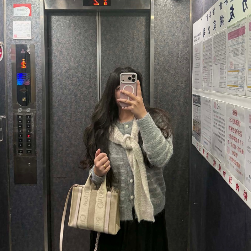 chloe woody tote bag 小號帆布包 帆布托特包 粉色刺繡款-12