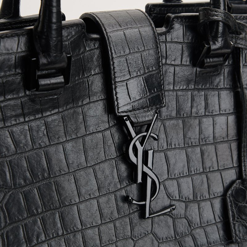 二手YSL cabas so black鱷魚壓紋小號醫生包-3