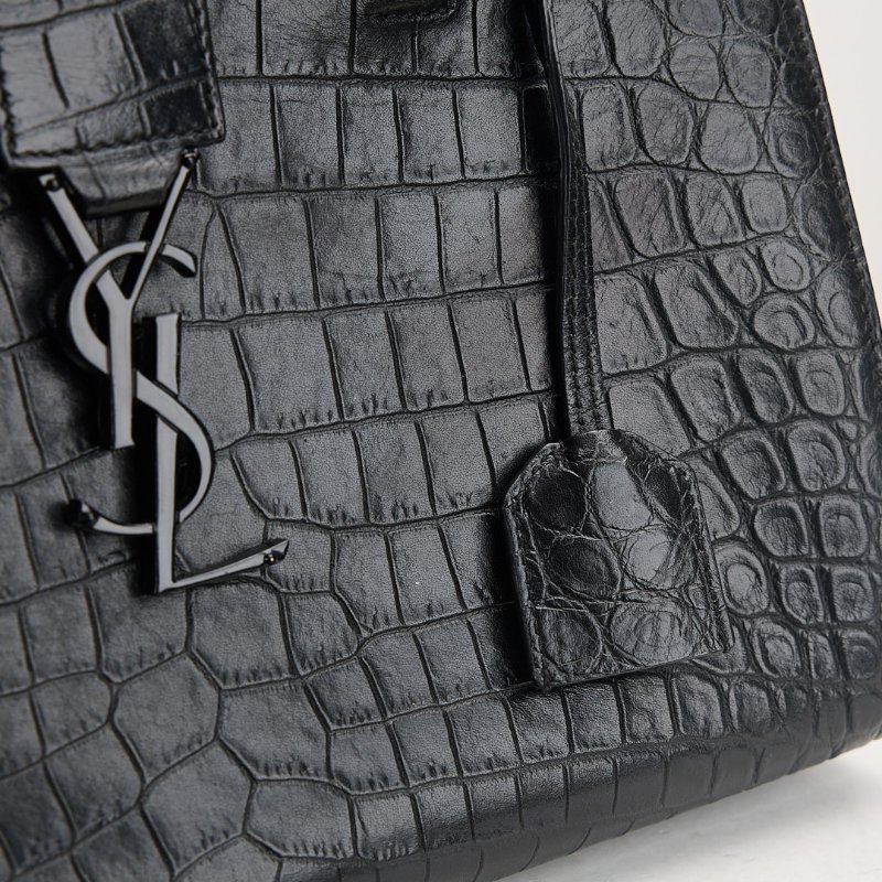 二手YSL cabas so black鱷魚壓紋小號醫生包-4