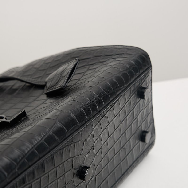 二手YSL cabas so black鱷魚壓紋小號醫生包-5