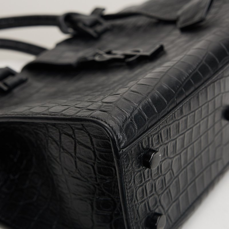 二手YSL cabas so black鱷魚壓紋小號醫生包-6