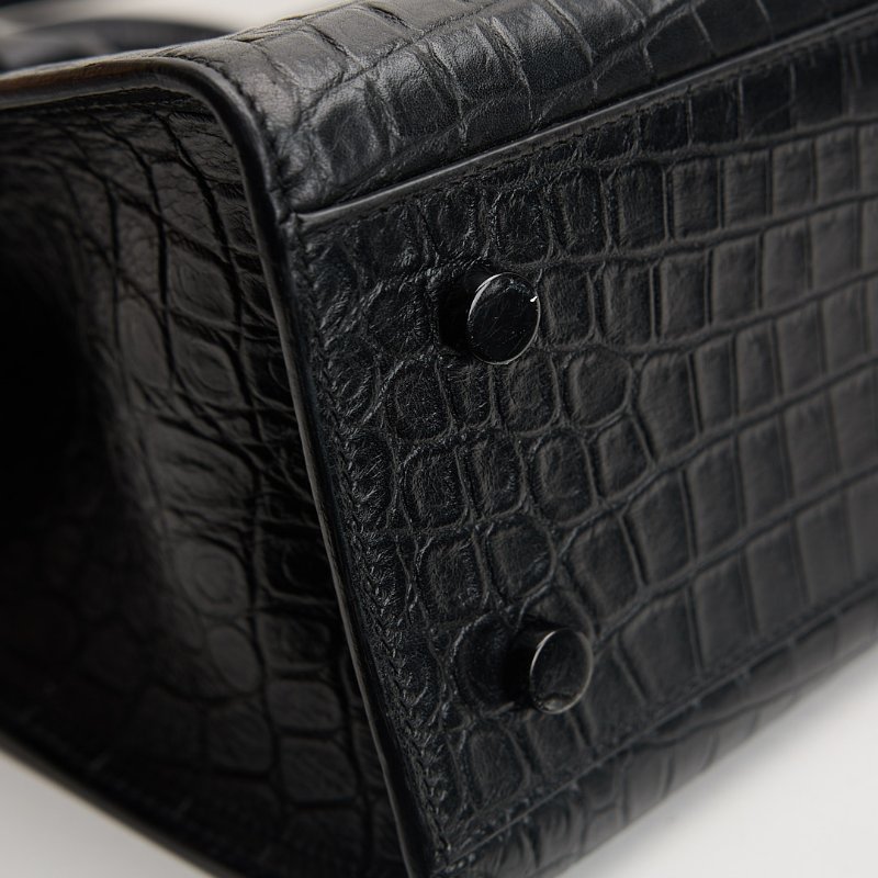 二手YSL cabas so black鱷魚壓紋小號醫生包-7