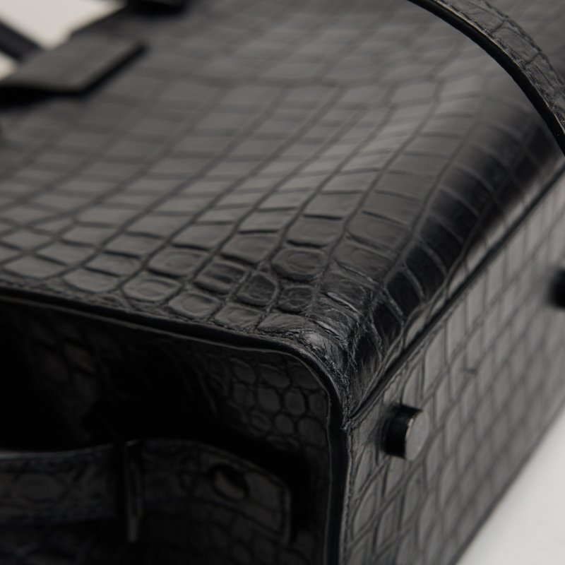 二手YSL cabas so black鱷魚壓紋小號醫生包-10