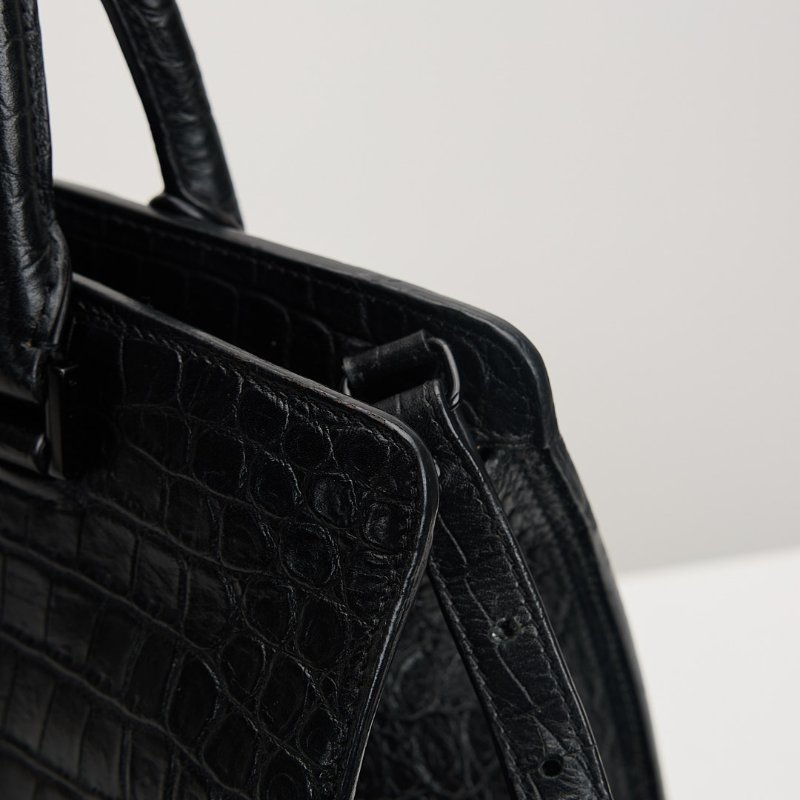 二手YSL cabas so black鱷魚壓紋小號醫生包-11