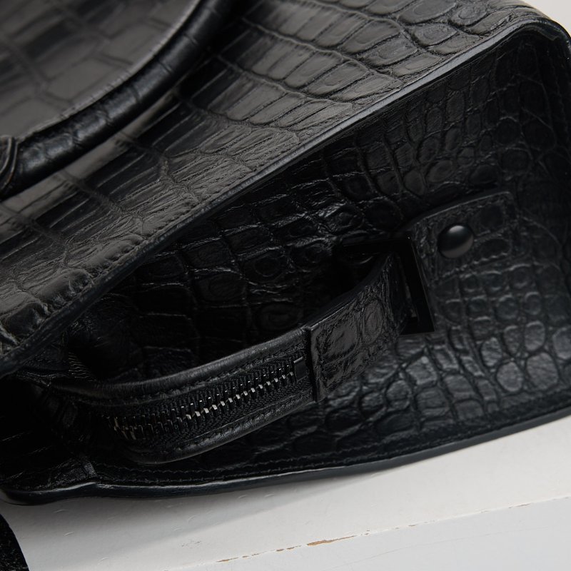 二手YSL cabas so black鱷魚壓紋小號醫生包-12