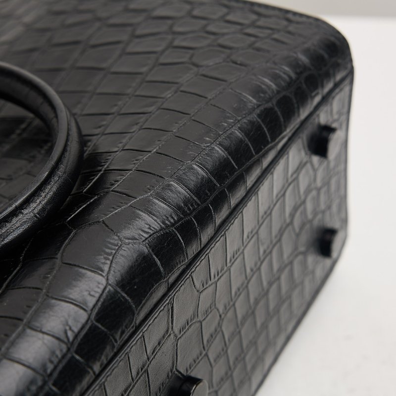 二手YSL cabas so black鱷魚壓紋小號醫生包-13