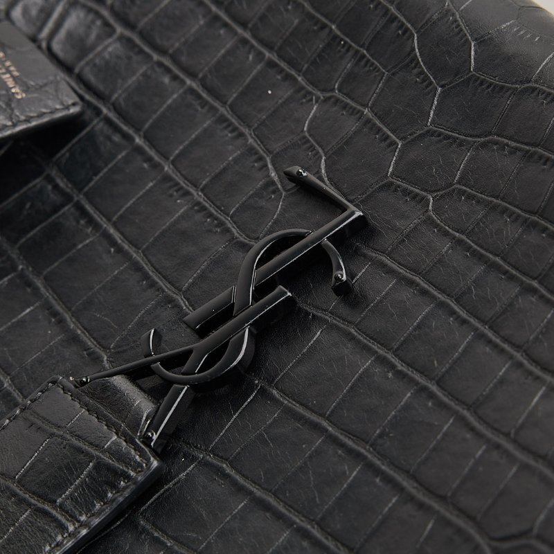 二手YSL cabas so black鱷魚壓紋小號醫生包-16