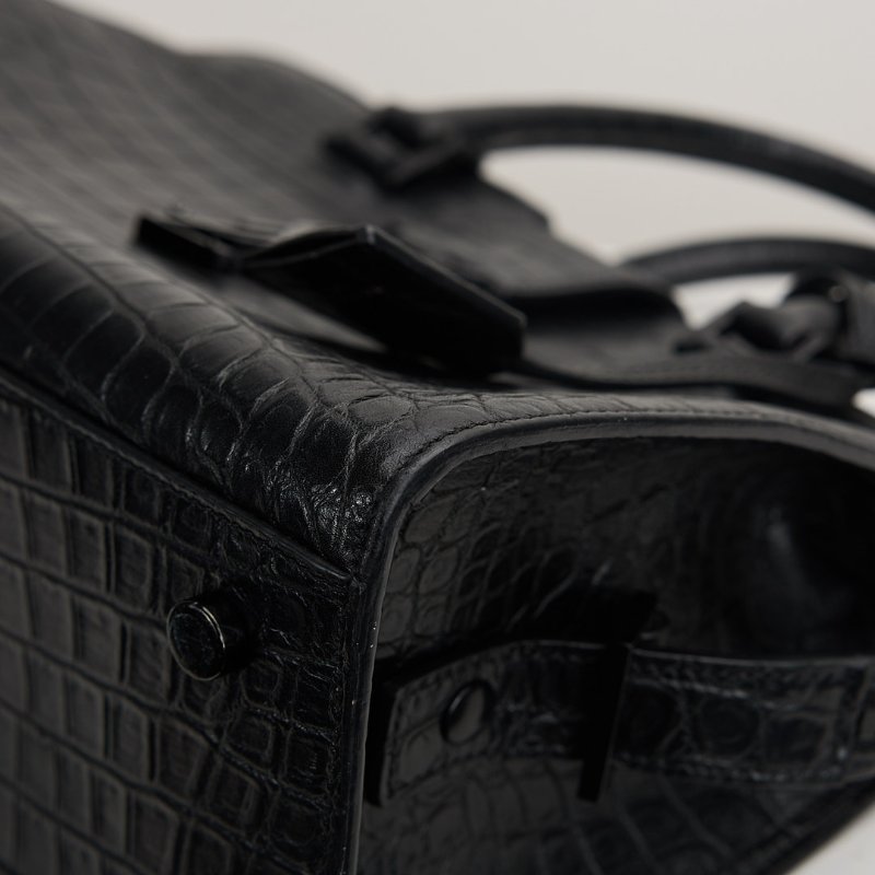 二手YSL cabas so black鱷魚壓紋小號醫生包-17