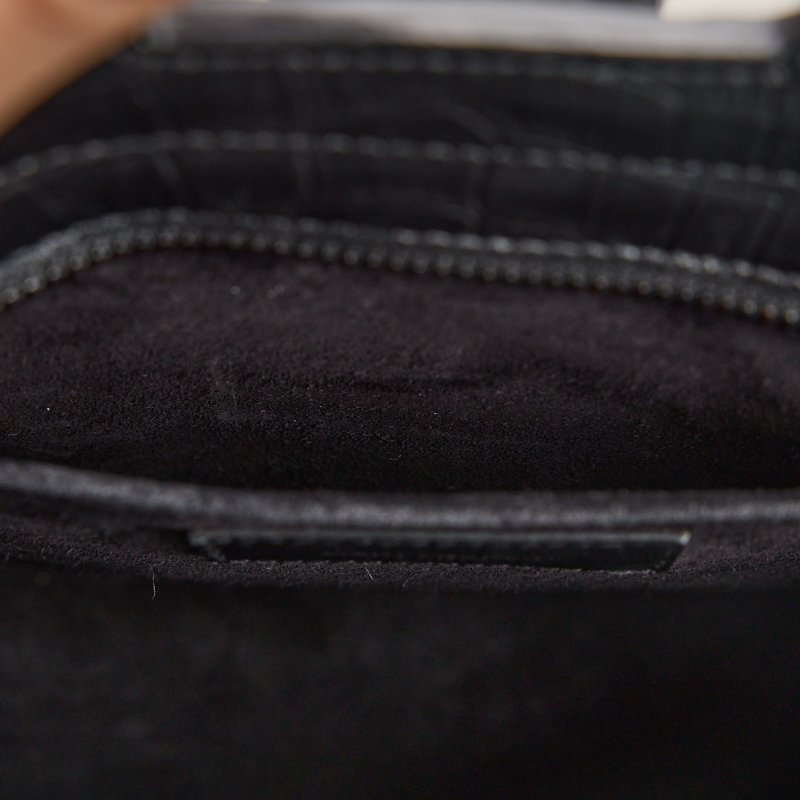 二手YSL cabas so black鱷魚壓紋小號醫生包-18