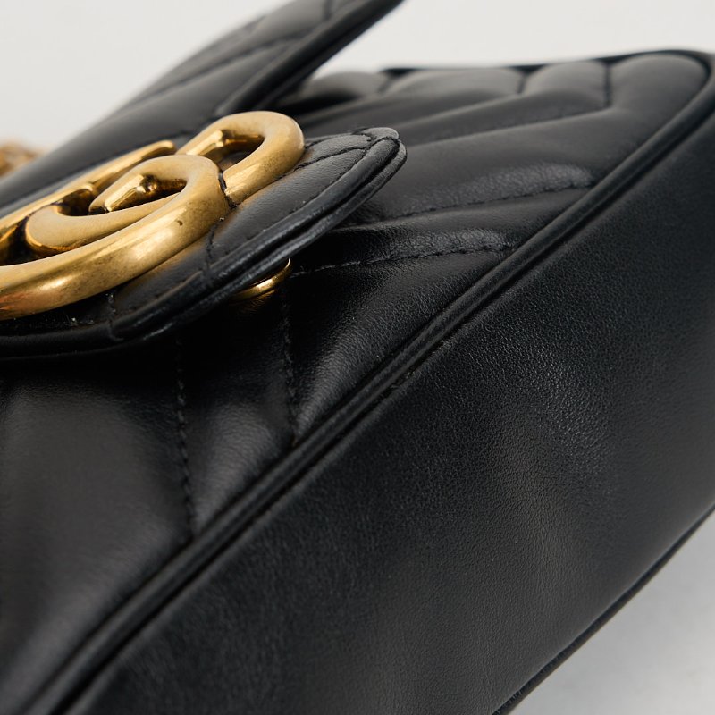 二手Gucci marmont supermini 黑金-4