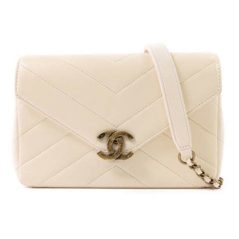 CHANEL 牛皮皮革Chain Shoulder Bag金扣鏈帶肩背袋