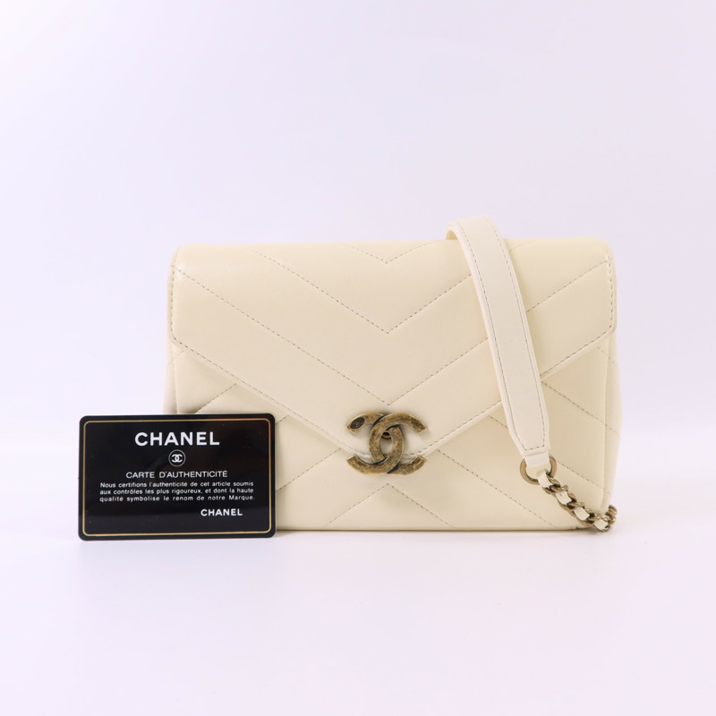 CHANEL 牛皮皮革Chain Shoulder Bag金扣鏈帶肩背袋-20
