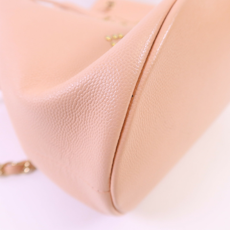 CHANEL 牛皮皮革Rivet Drawstring Bucket金扣肩背袋-13