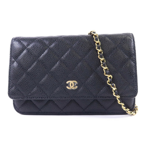 CHANEL 牛皮皮革WOC Wallet On Chain金扣鏈帶肩背袋