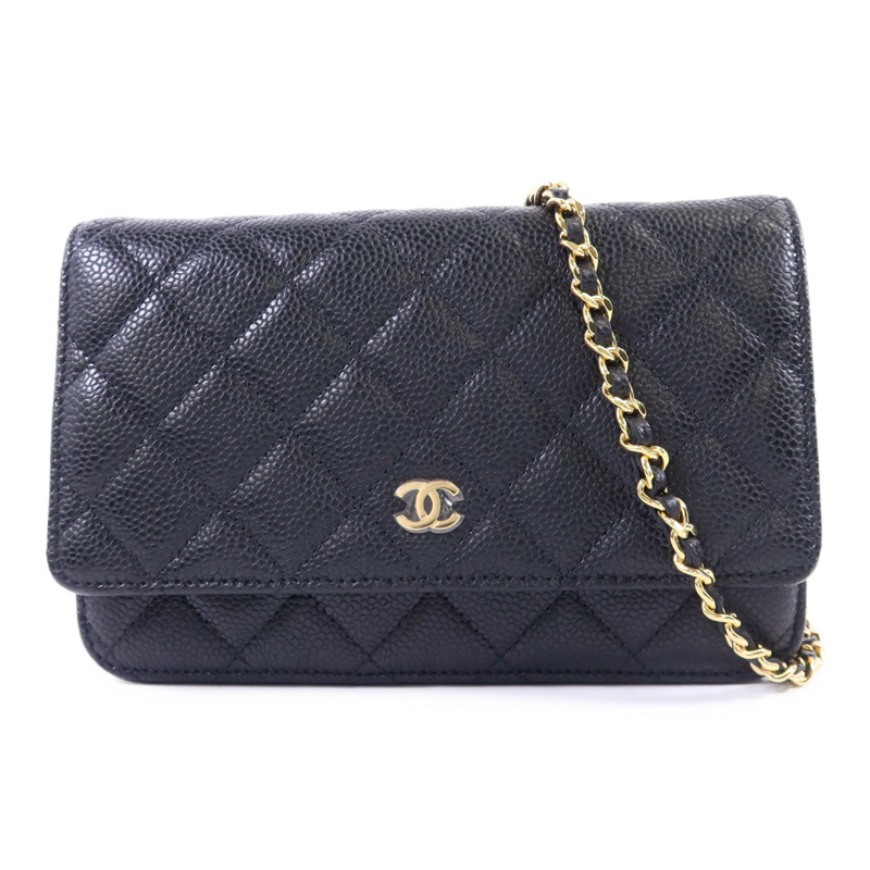 CHANEL 牛皮皮革WOC Wallet On Chain金扣鏈帶肩背袋-0